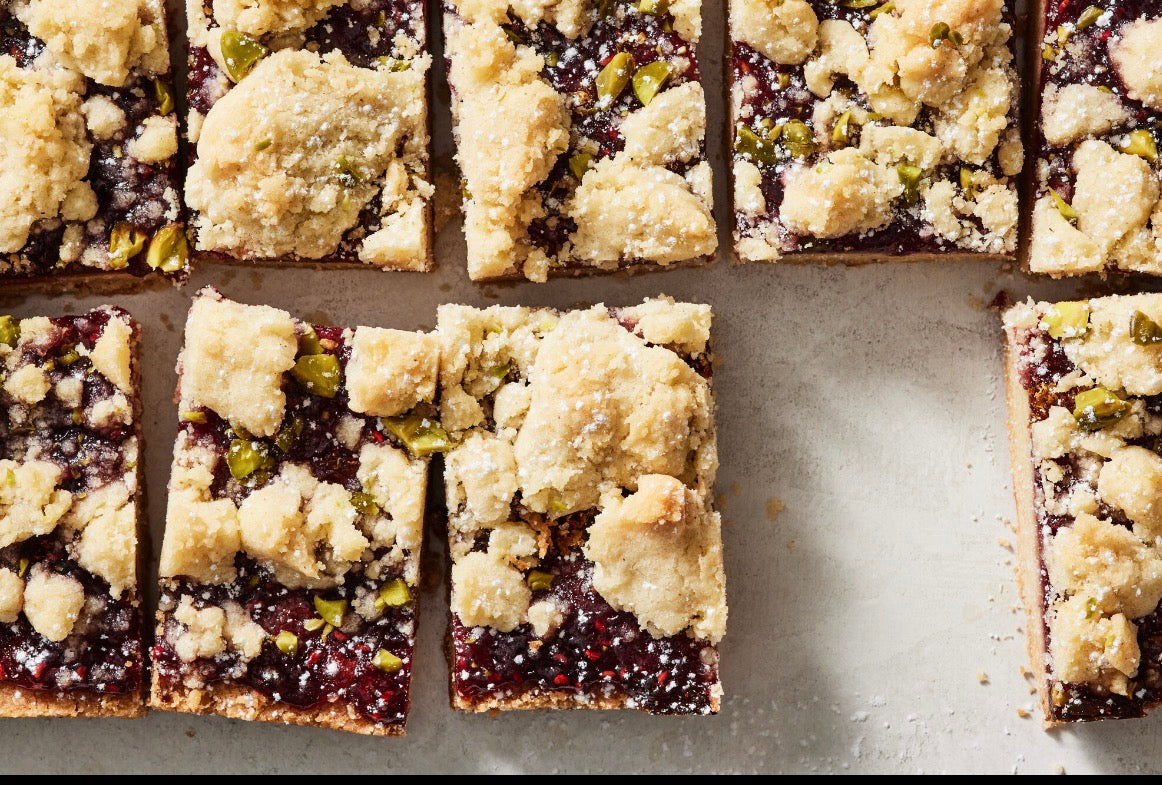 Berry and Apricot Shortbread Square w Pistachio